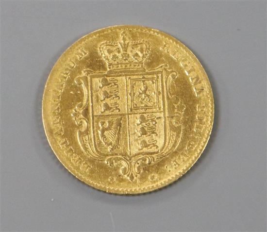 A Victorian gold half sovereign 1842, F